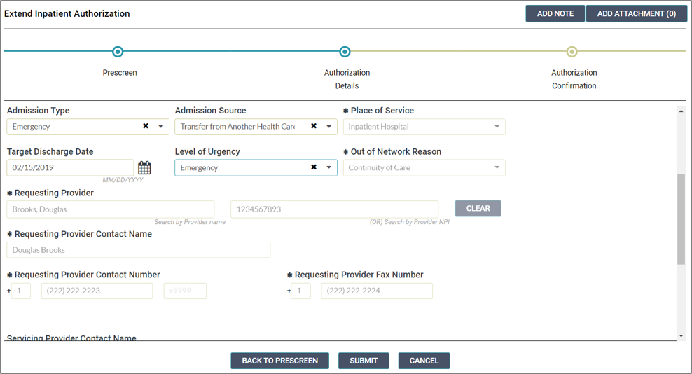 Completing the extend IP authorization details